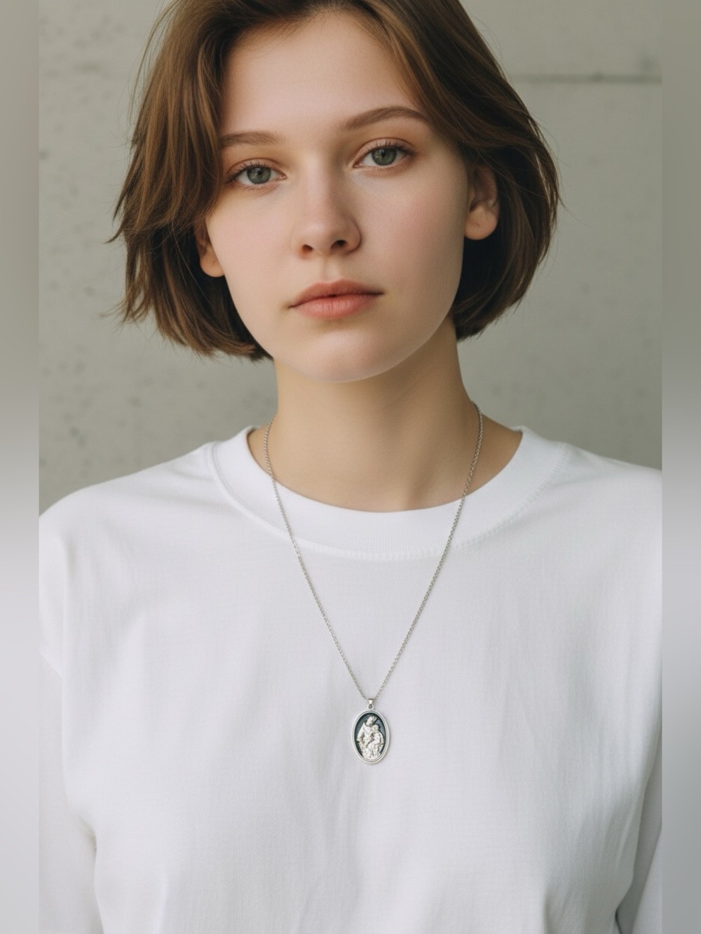 🫶🏻 St. Anthony Pray for Us Silver Oval Saint Medal Necklace